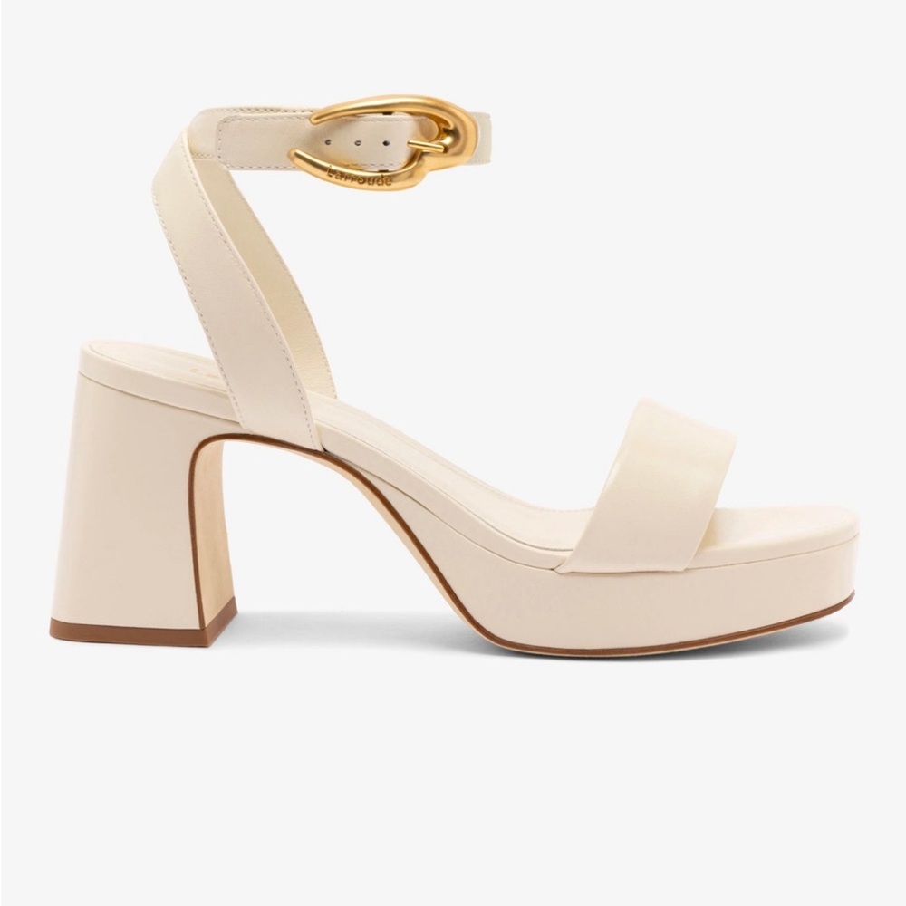 NEW Larroude Dolly Verona Low Sandal In Ivory Leather